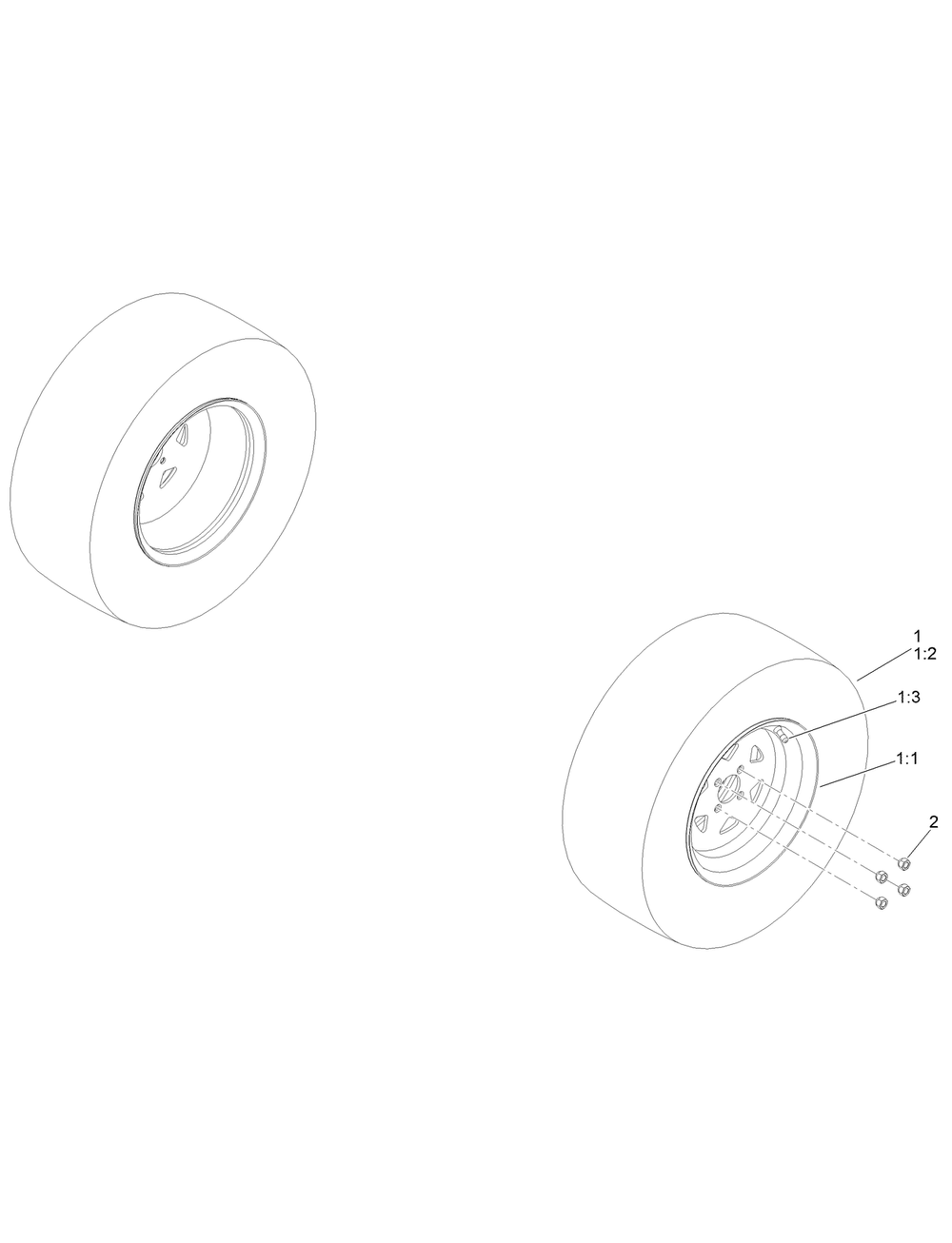 Rear Wheel Assembly Diagram and Parts List for 18740TE 400000000 - 999999999 Toro Lawn Tractor