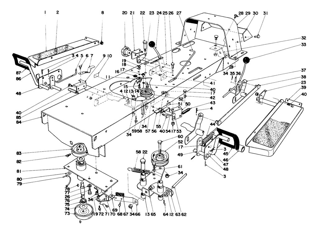 Frame Assembly Diagram and Parts List for 57003 3000001 - 3999999 Toro Lawn Tractor
