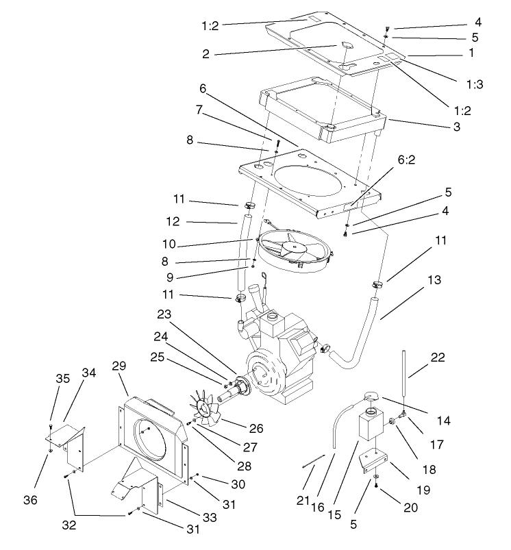 Engine Assembly 2 Diagram and Parts List for 74236 (220000001-220999999)(2002) Toro Lawn Mower