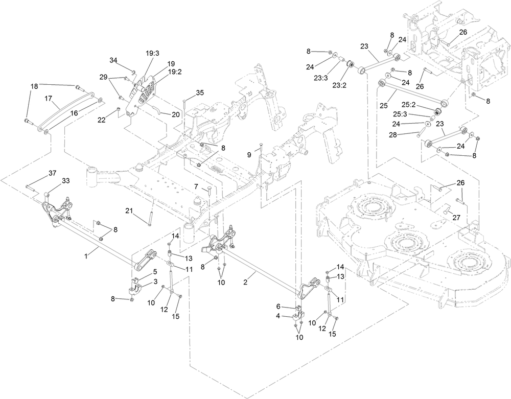 Deck Lift Assembly Diagram and Parts List for 74072 403226744-404399999 Toro Lawn Mower