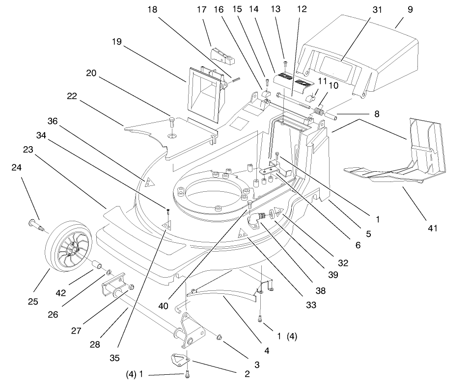 Housing Assembly Diagram and Parts List for 20821 7900001 - 7999999 Toro Lawn Mower