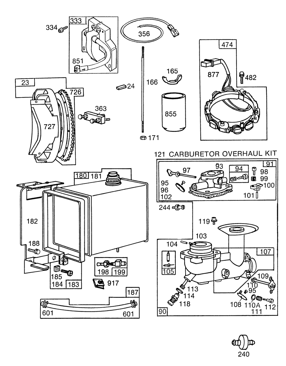 Engine Briggs & Stratton Model No. 252416-0677-01 (Continued) Diagram and Parts List for 38160 6000001 - 6999999 Toro Snow Blower