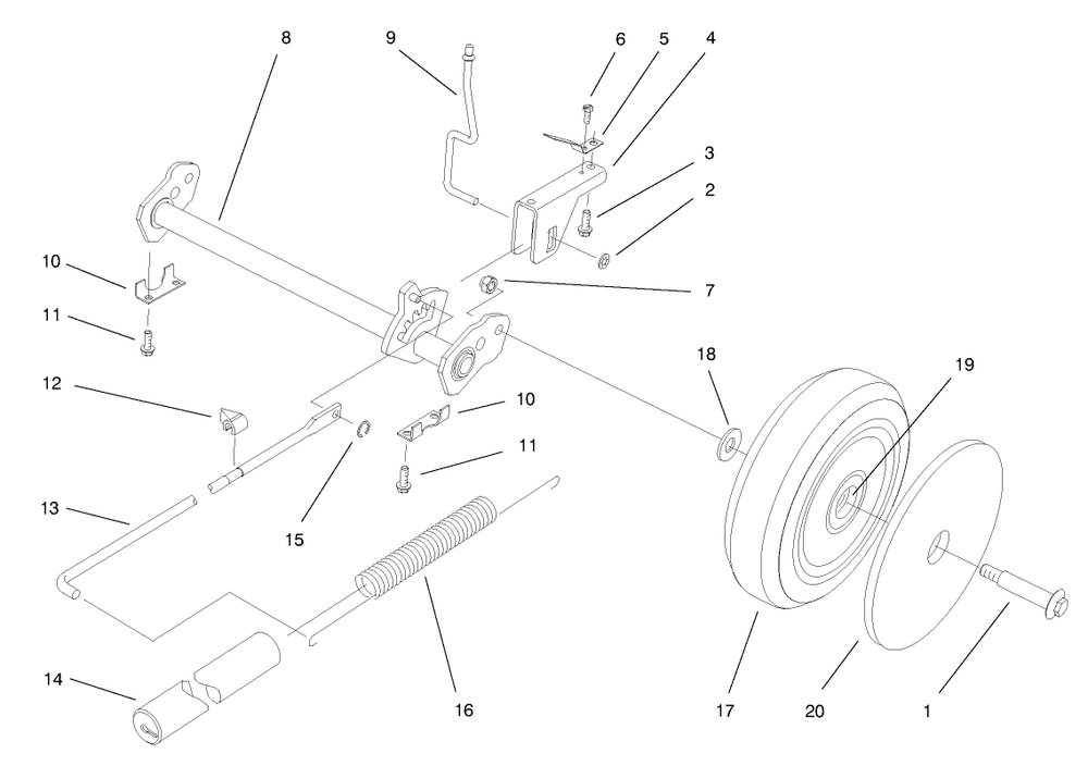 Deck Suspension Assembly Diagram and Parts List for 20804 7900001 - 7999999 Toro Lawn Mower