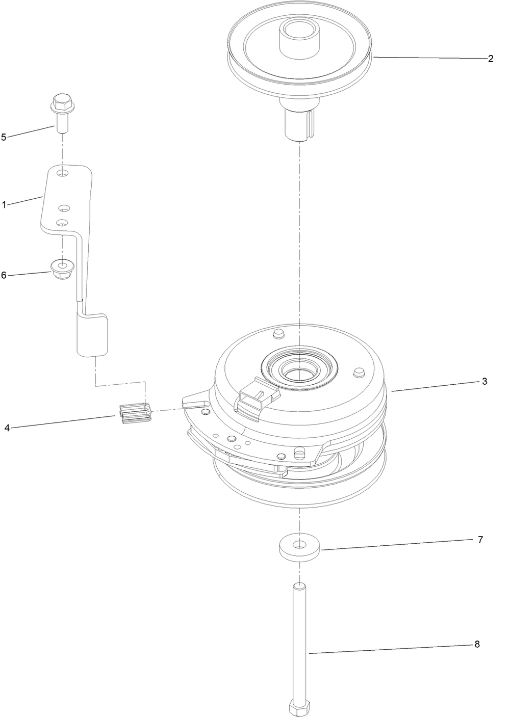 Clutch Assembly Diagram and Parts List for 76501 400000000 - 415399999 Toro Lawn Tractor