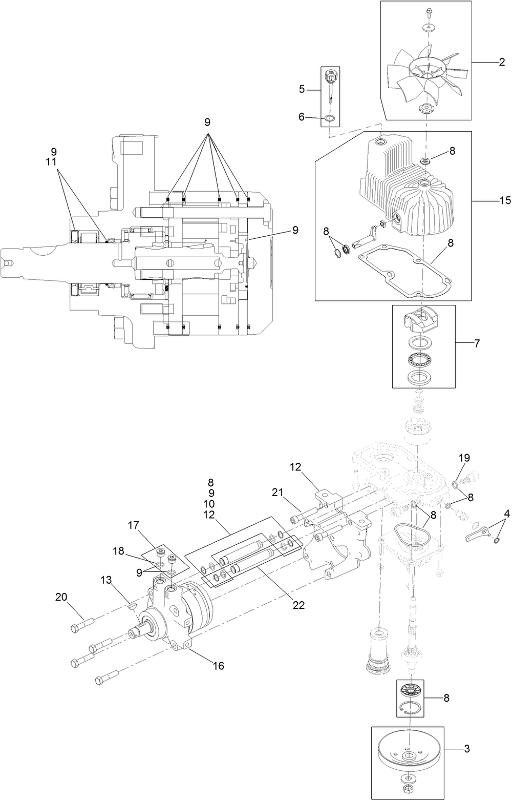 Lh Hydro Assembly Diagram and Parts List for 74942TE (315000001-315999999)(2015) Toro Lawn Tractor