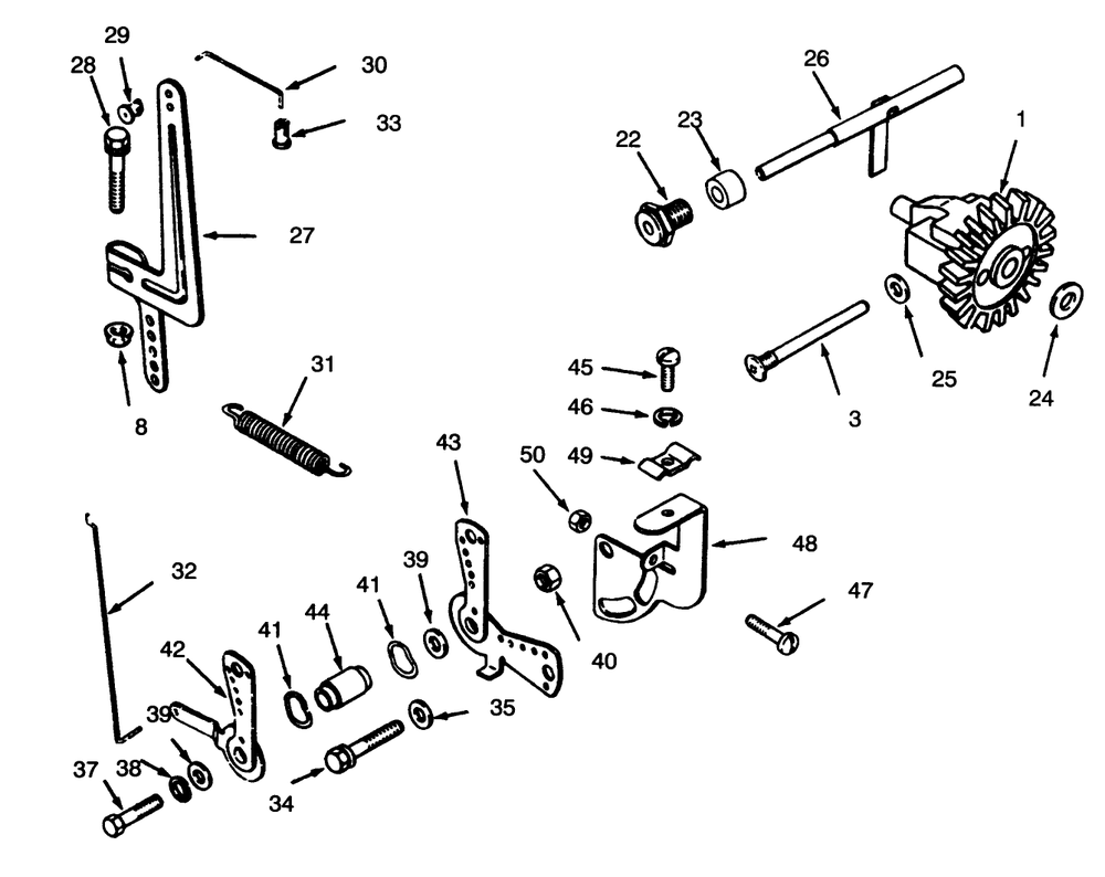 Governor Linkage Diagram and Parts List for 73380 4900001 - 4999999 Toro Lawn Tractor
