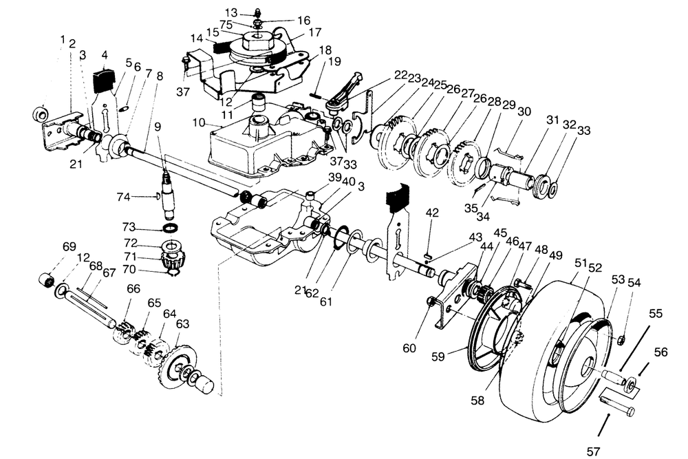 Gear Case Assembly Diagram and Parts List for 22150 6900001 - 6999999 Toro Lawn Mower