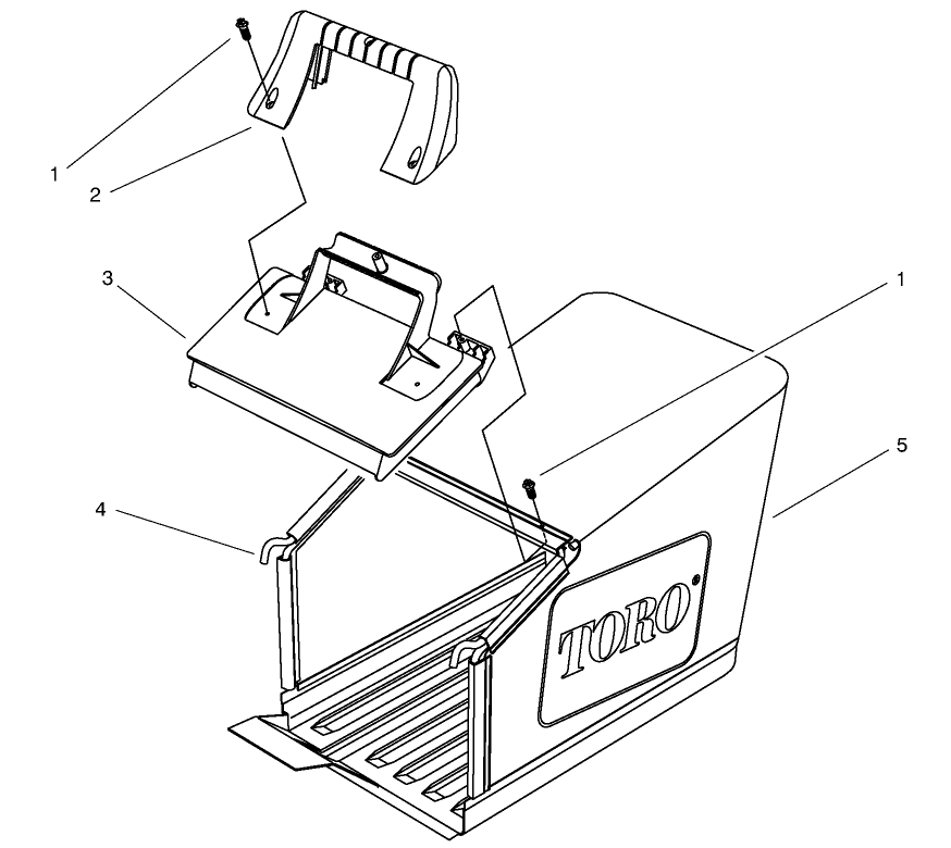 Grass Bag Assembly Diagram and Parts List for 26643 7900001 - 7999999 Toro Lawn Mower