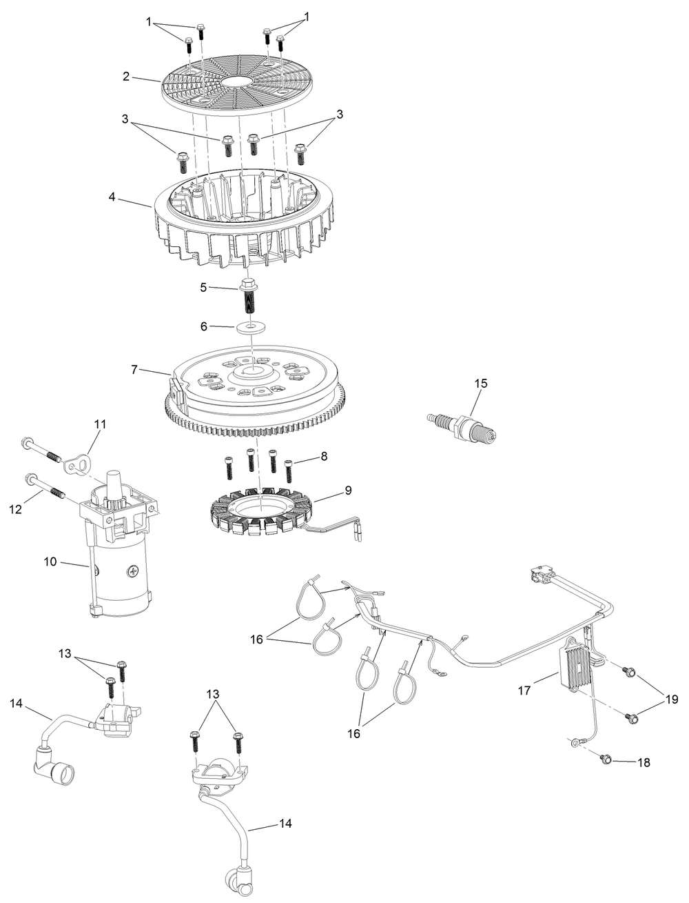 Ignition And Electrical Assembly Diagram and Parts List for 74465TE 400000000-999999999 Toro Lawn Tractor