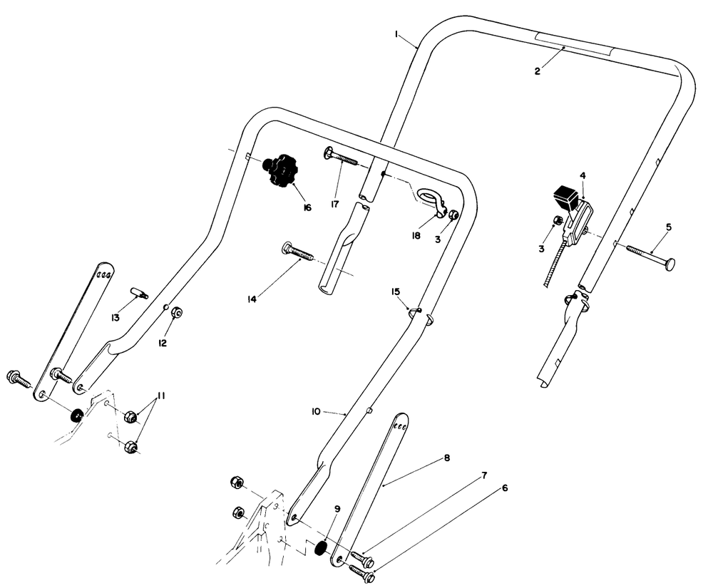 Handle Assembly Diagram and Parts List for 20561 0000001 - 0999999 Toro Lawn Mower