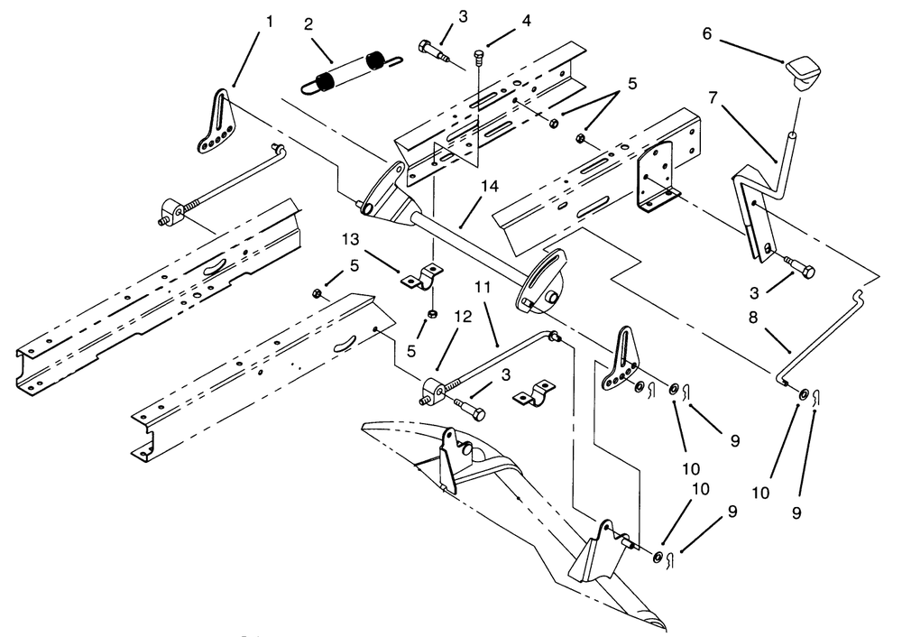 Height Of Cut Assembly Diagram and Parts List for 71202 5900001 - 5999999 Toro Lawn Tractor