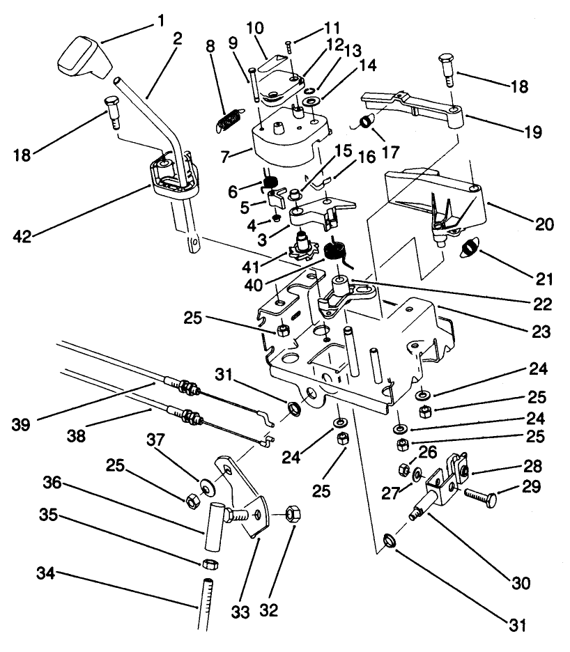 Traction Linkage Assembly Diagram and Parts List for 38574 1000001 - 1999999 Toro Snow Blower