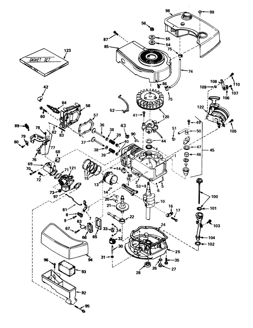 Engine Tecumseh Model Tnt 100-10049b Diagram and Parts List for 20700 8000001 - 8999999 Toro Lawn Mower