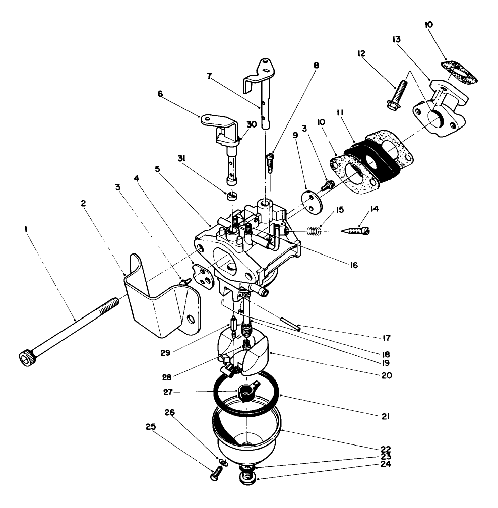 Carburetor Assembly (Engine Model No. 47pm1-5) Diagram and Parts List for 38186 2000001 - 2999999 Toro Snow Blower