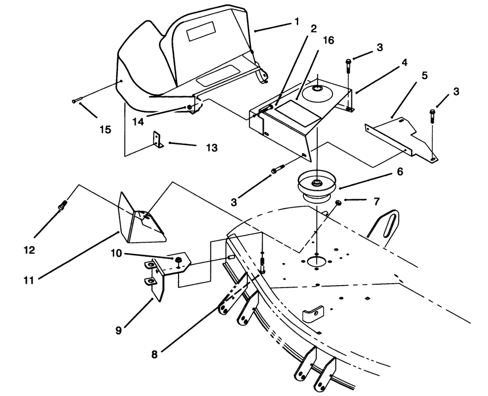 Shield Assembly (42" Cutting Unit) Diagram and Parts List for 79203 7900001 - 7999999 Toro Lawn Tractor