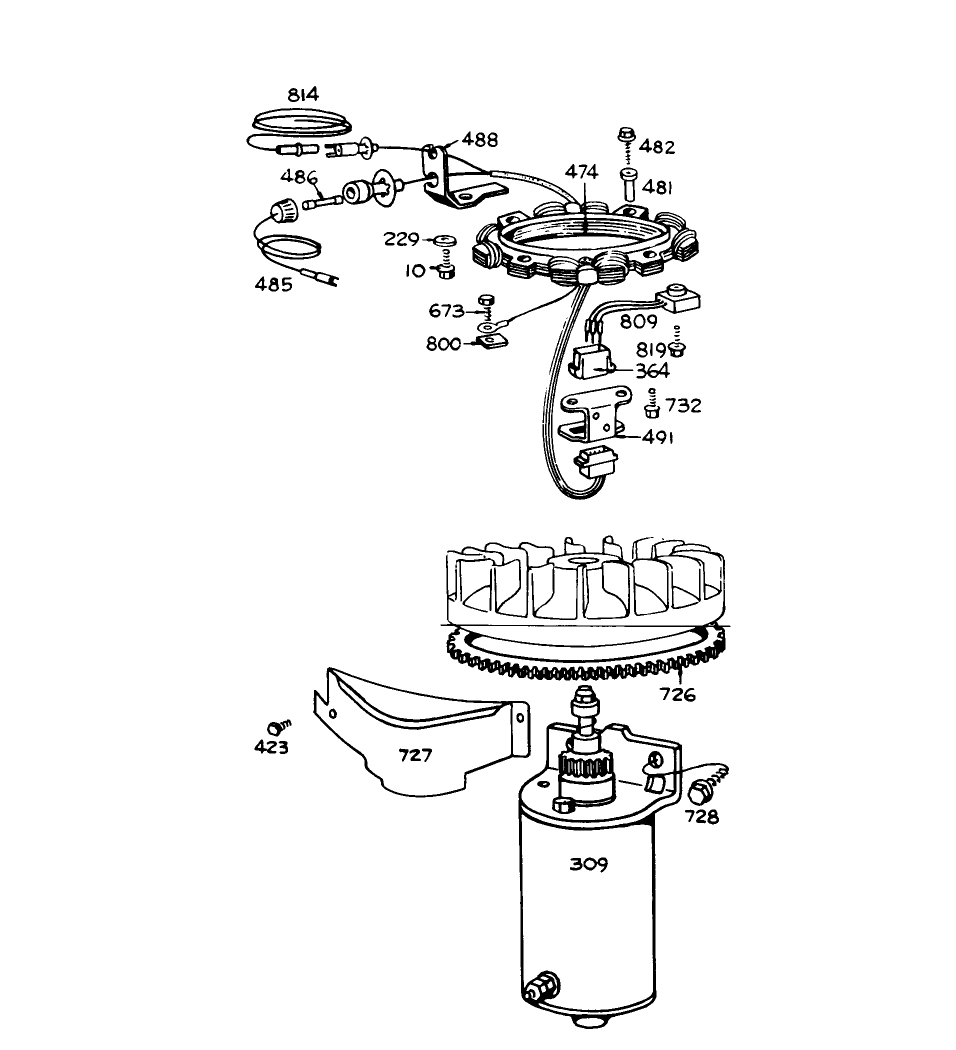 Alternator And Starter Assembly Diagram and Parts List for 55055 1000001 - 1999999 Toro Lawn Tractor