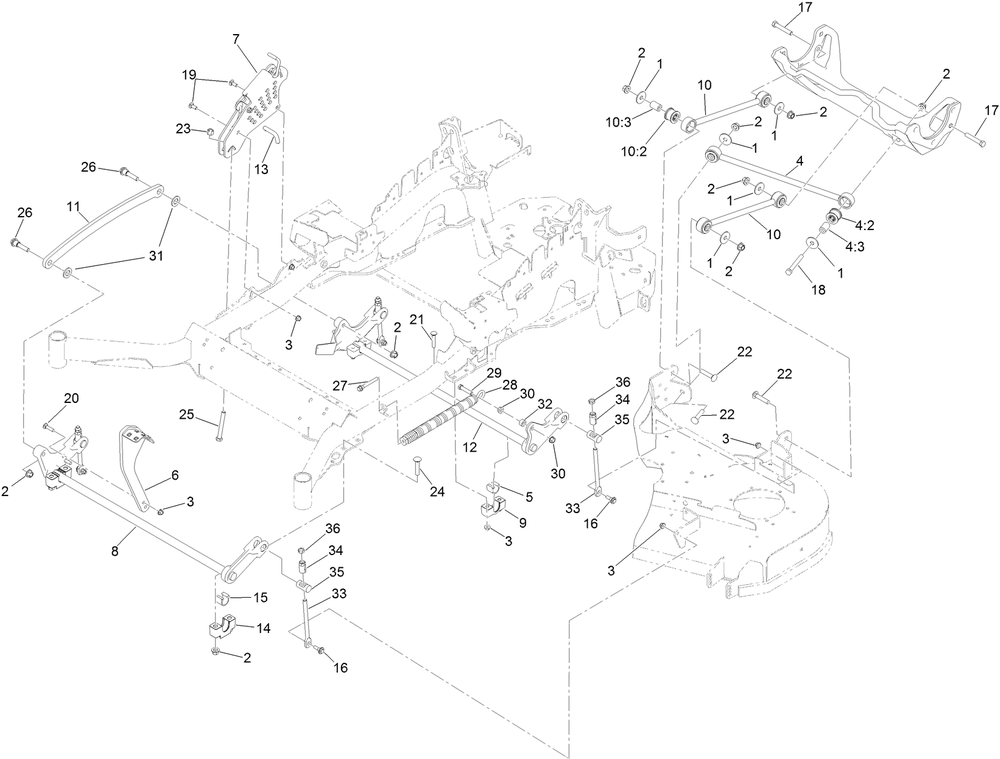 Deck Lift Assembly Diagram and Parts List for 72969TE 400000000 - 412899999 Toro Lawn Tractor