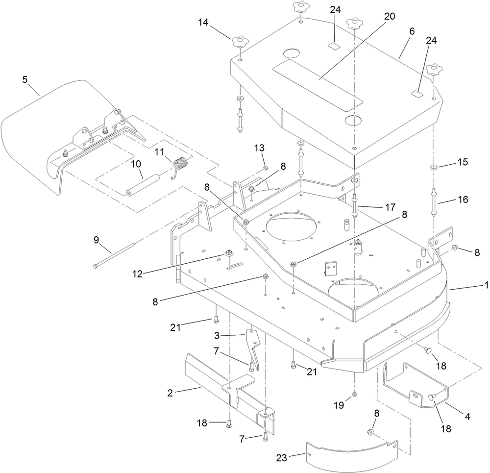 Deck Assembly Diagram and Parts List for 39674 400000000-404319999 Toro Lawn Mower