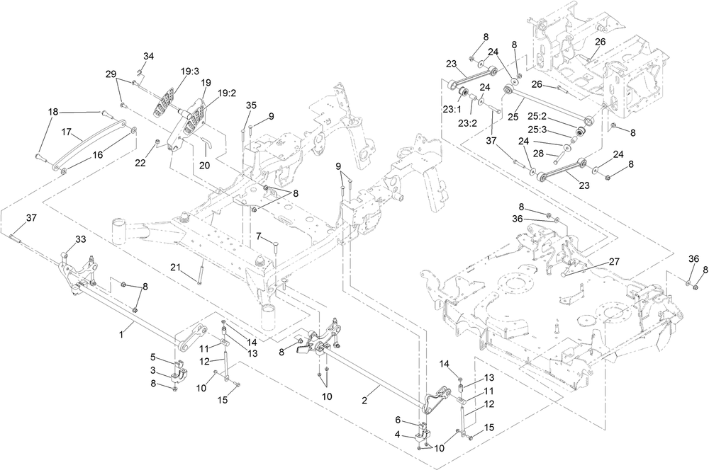 Deck Lift Assembly Diagram and Parts List for 74096 403247447-999999999 Toro Lawn Tractor