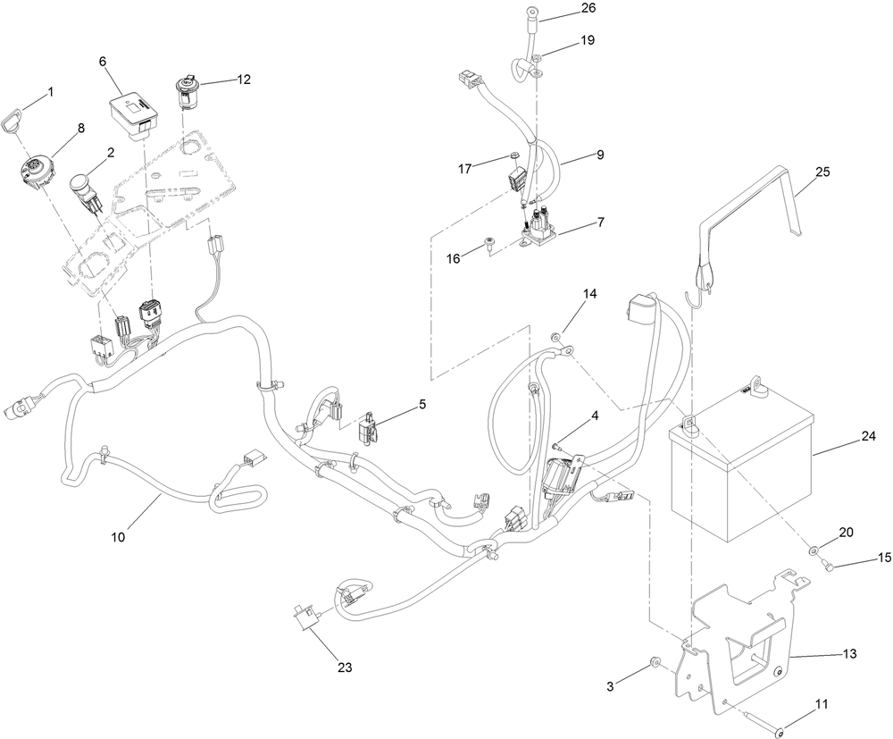 Electrical System Assembly Diagram and Parts List for 74450 400000000-402099999 Toro Lawn Tractor