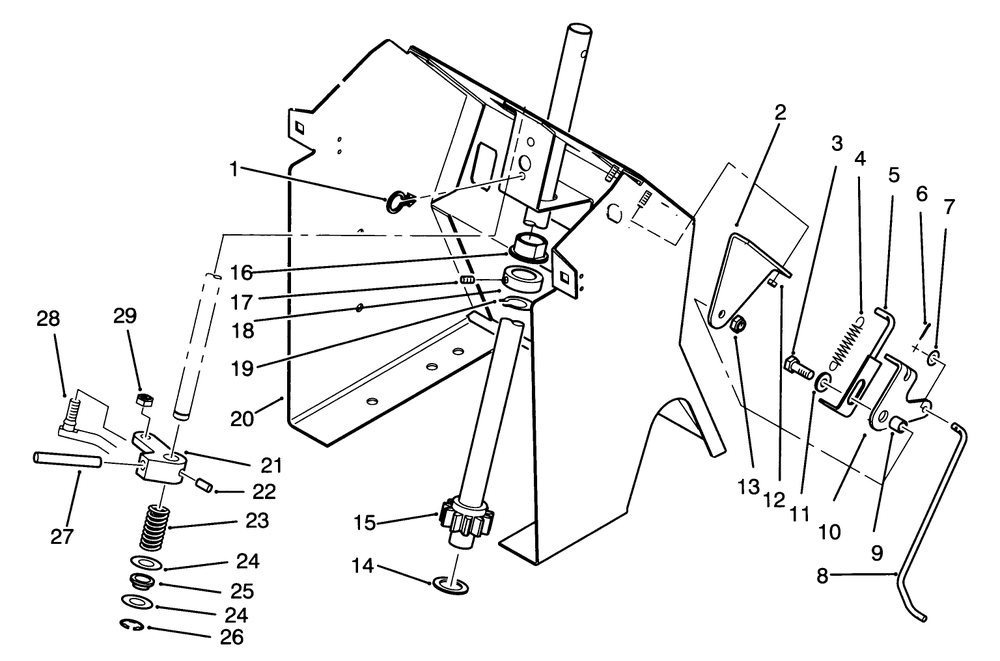 Steering Shaft And Indicator Assembly Diagram and Parts List for 72040 3900001 - 3999999 Toro Lawn Tractor