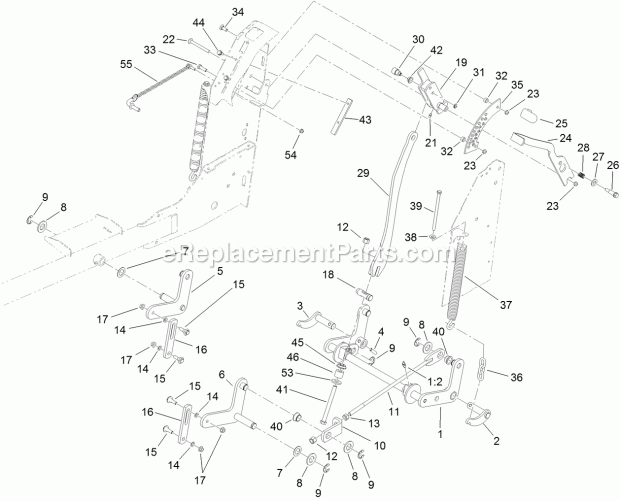 Decklift Assembly Diagram and Parts List for 74588 314000001-314999999 Toro Lawn Mower