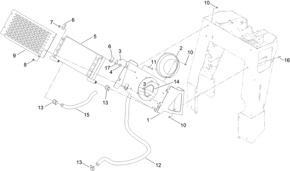 Oil Cooler Assembly Diagram and Parts List for 23208HD 400000000 - 999999999 Toro Stump Grinder