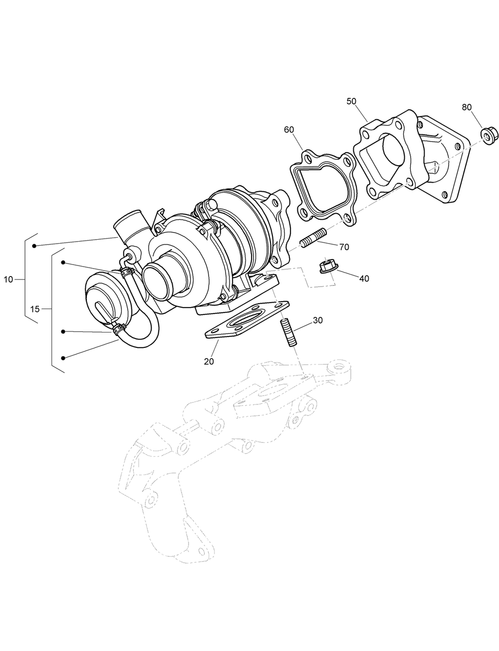 Turbo Charger Assembly Diagram and Parts List for 22530 414400000 - 999999999 Toro Lawn Tractor Accessories