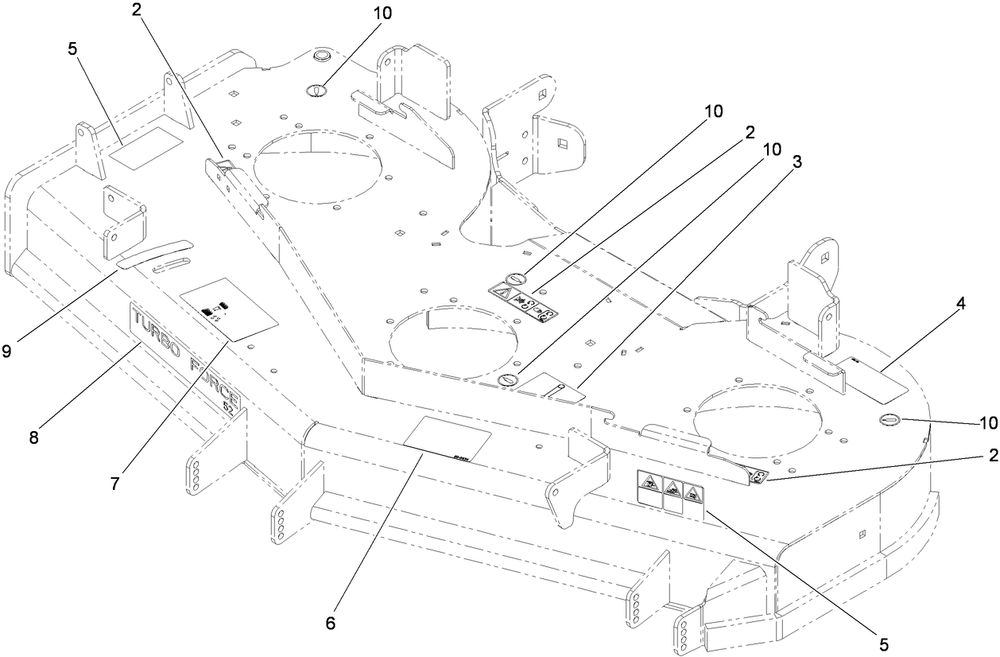 Deck Decal Assembly Diagram and Parts List for 74923TE (290000001-290999999)(2009) Toro Lawn Mower