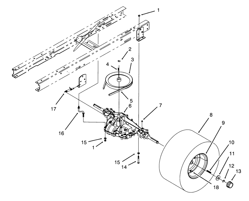Transaxle Assembly Diagram and Parts List for 71180 3900001 - 3999999 Toro Lawn Tractor