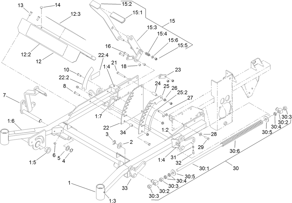 Front Frame Assembly Diagram and Parts List for 74268 (313000001-313999999)(2013) Toro Lawn Mower