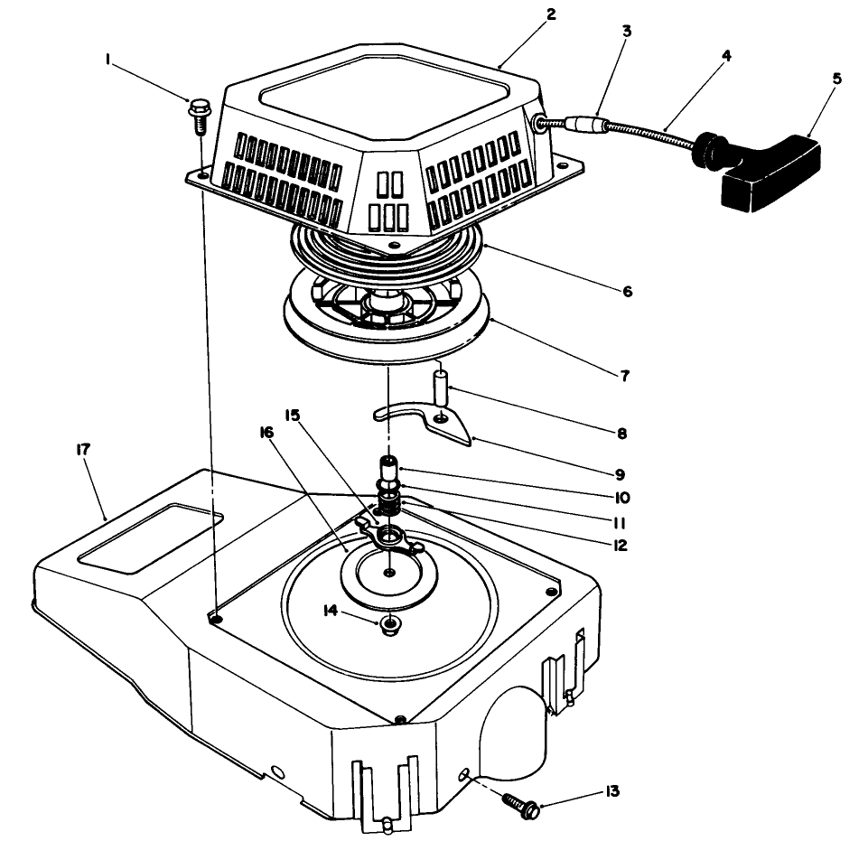 Recoil Assembly Diagram and Parts List for 20526 6000001 - 6999999 Toro Lawn Mower
