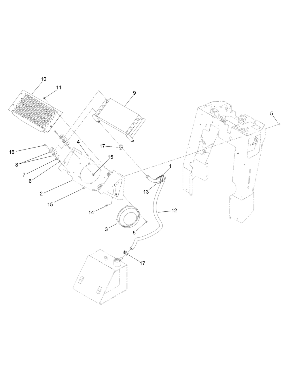 Oil Cooler Assembly Diagram and Parts List for 22983 407740000 - 407959999 Toro Lawn Tractor Accessories