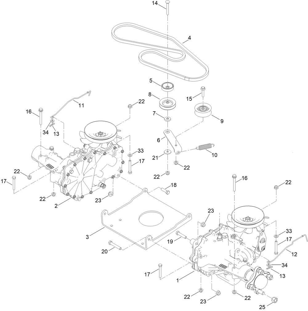 Traction Drive Assembly Diagram and Parts List for 75760W 407200000 - 410299999 Toro Lawn Tractor