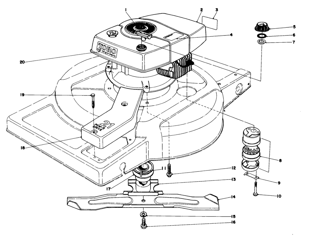 Engine Assembly Model 18060 Diagram and Parts List for 18015 8000001 - 8999999 Toro Lawn Mower