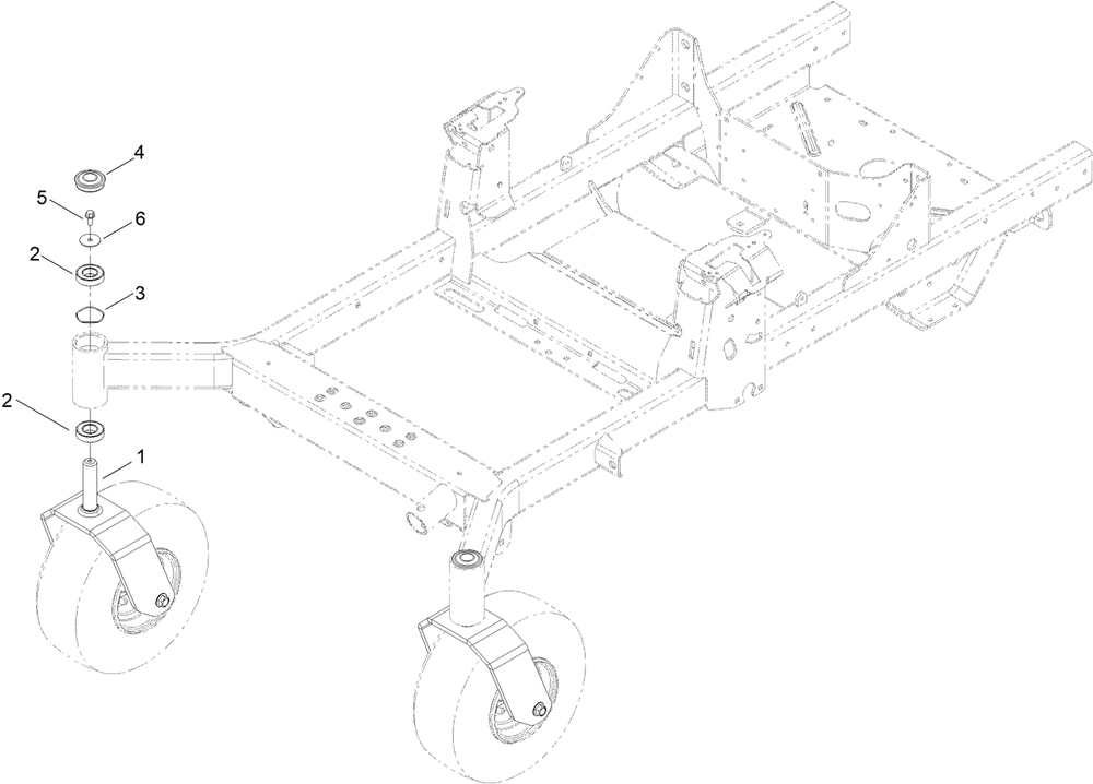 Front Caster Wheel Assembly Diagram and Parts List for 76601 409103364 - 410399999 Toro Lawn Tractor