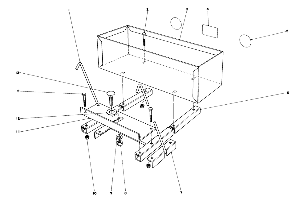 36" Snowthrower Weight Box Assembly Model No. 59138 Diagram and Parts List for 57360 0000001 - 0999999 Toro Lawn Tractor