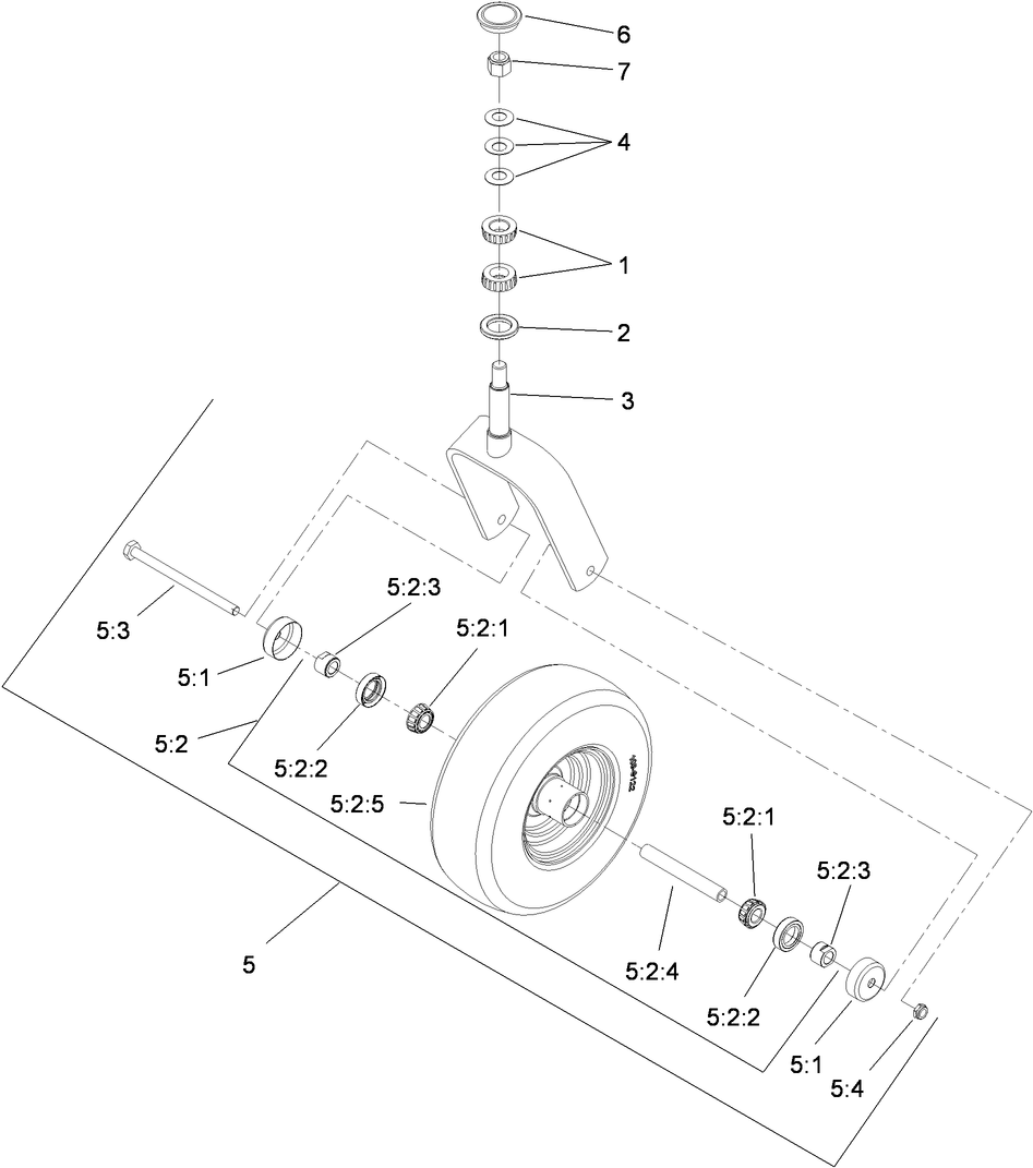 Caster Wheel And Fork Assembly Diagram and Parts List for 74941CP (310000001-310999999)(2010) Toro Lawn Mower