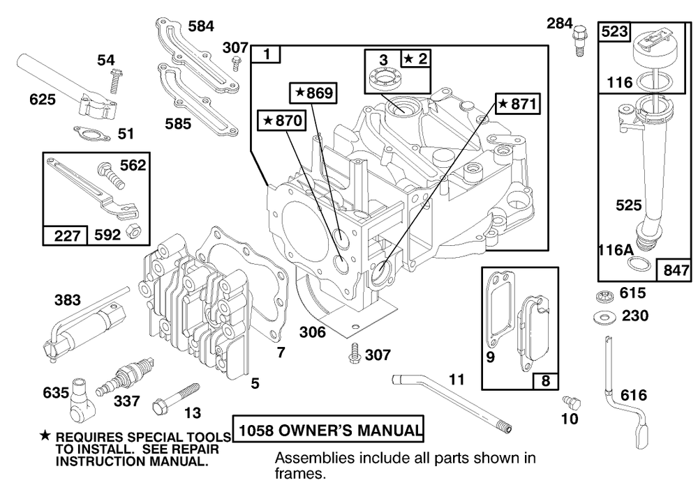 Engine Briggs & Stratton Model 12u802-1739-E1 Diagram and Parts List for 20716 8900001 - 8999999 Toro Lawn Mower