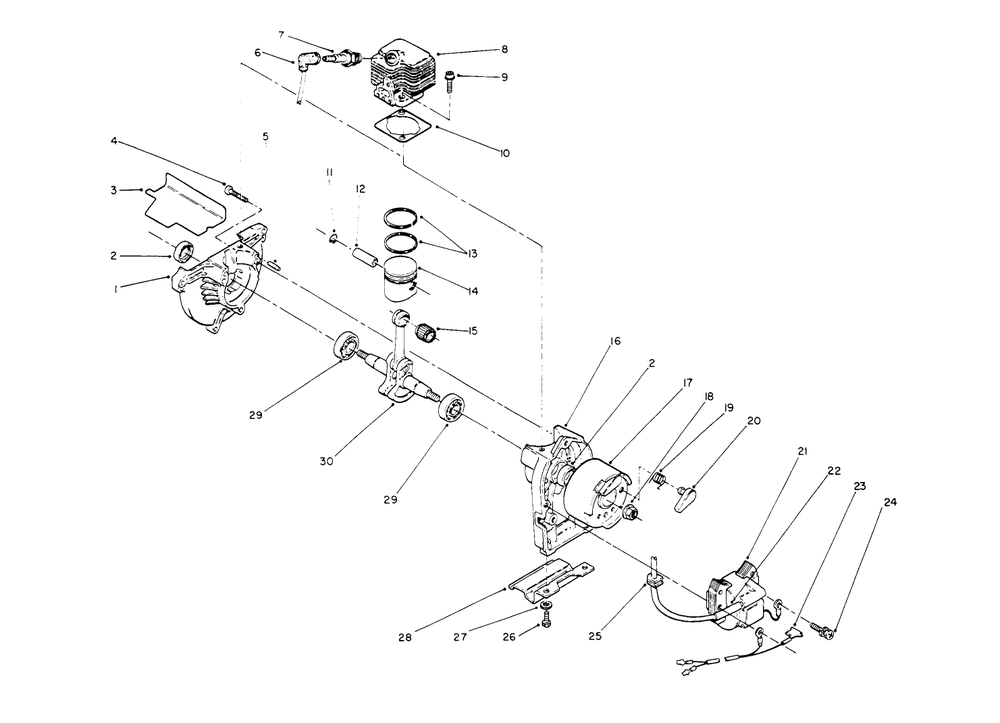 Engine Assembly (Continued) Diagram and Parts List for 51655 1000001 - 1999999 Toro Trimmer