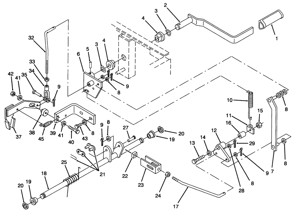 Parking Brake Assembly Diagram and Parts List for 74041 39000001 - 39999999 Toro Lawn Tractor