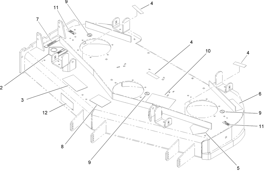 Deck Decal Assembly Diagram and Parts List for 74410 (250007001-250999999)(2005) Toro Lawn Mower