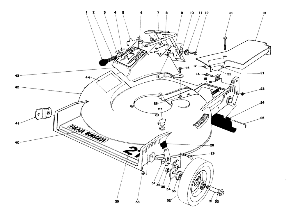 Housing Assembly Diagram and Parts List for 20735 9000001 - 9999999 Toro Lawn Mower