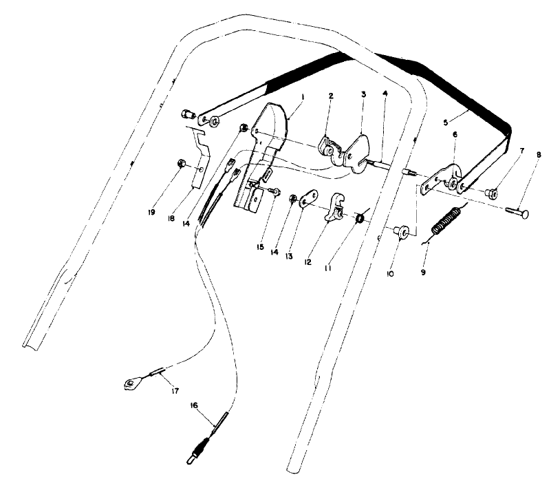 Traction Control Assembly Diagram and Parts List for 10500 1000001 - 1999999 Toro Lawn Mower