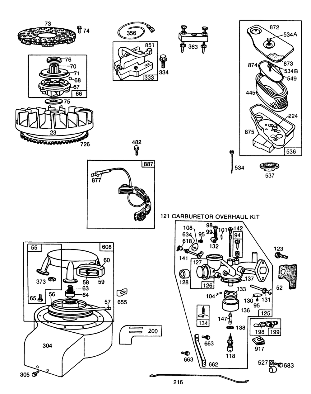 Engine 8 H.P. Briggs & Stratton Model No. 193707-0152-01 (Continued) Diagram and Parts List for 56170 6000001 - 6999999 Toro Lawn Tractor Accessories