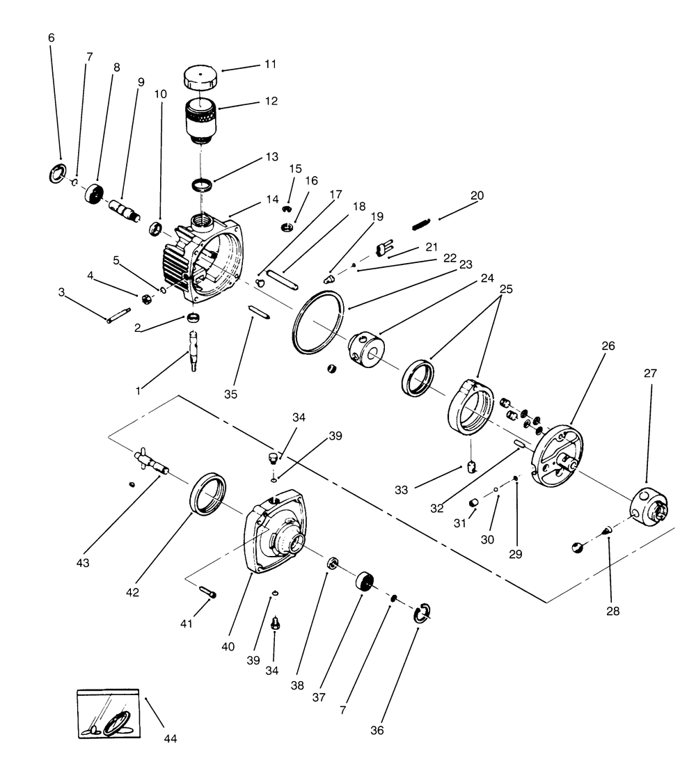 Hydrostatic Transmission Diagram and Parts List for 74140 590001 - 599999 Toro Lawn Tractor