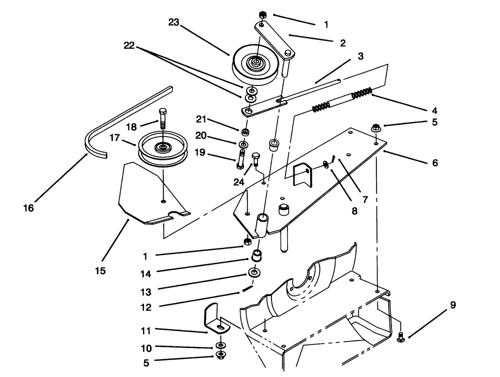 Pulley & Belt Assembly Diagram and Parts List for 79203 7900001 - 7999999 Toro Lawn Tractor