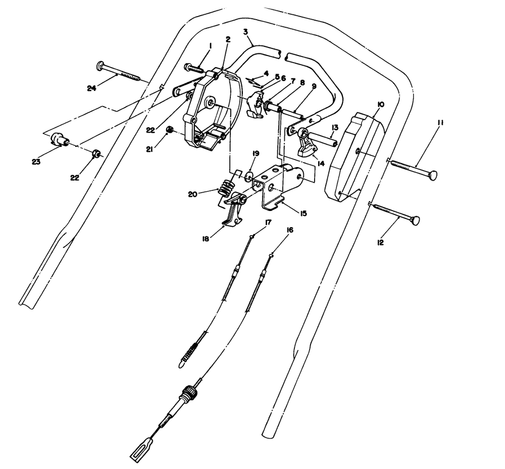Traction Control Assembly Diagram and Parts List for 20106 1000001 - 1999999 Toro Lawn Mower