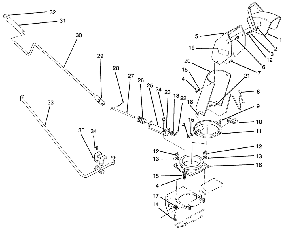 Chute Assembly Diagram and Parts List for 79261 49000001 - 49999999 Toro Snow Blower