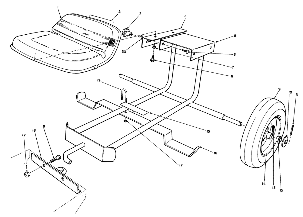 Sulky Kit Diagram and Parts List for 30122 2000001 - 2999999 Toro Lawn Tractor Accessories